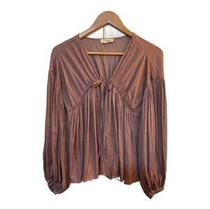 C'isa Long Sleeve Blouse Top Mauve Baby Doll Women's‎ Size Small